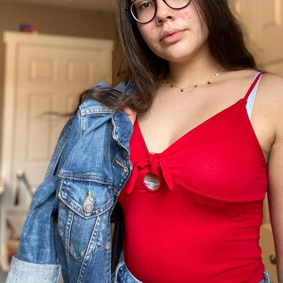 Bright red bodysuit with keyhole - Picture 1 of 2